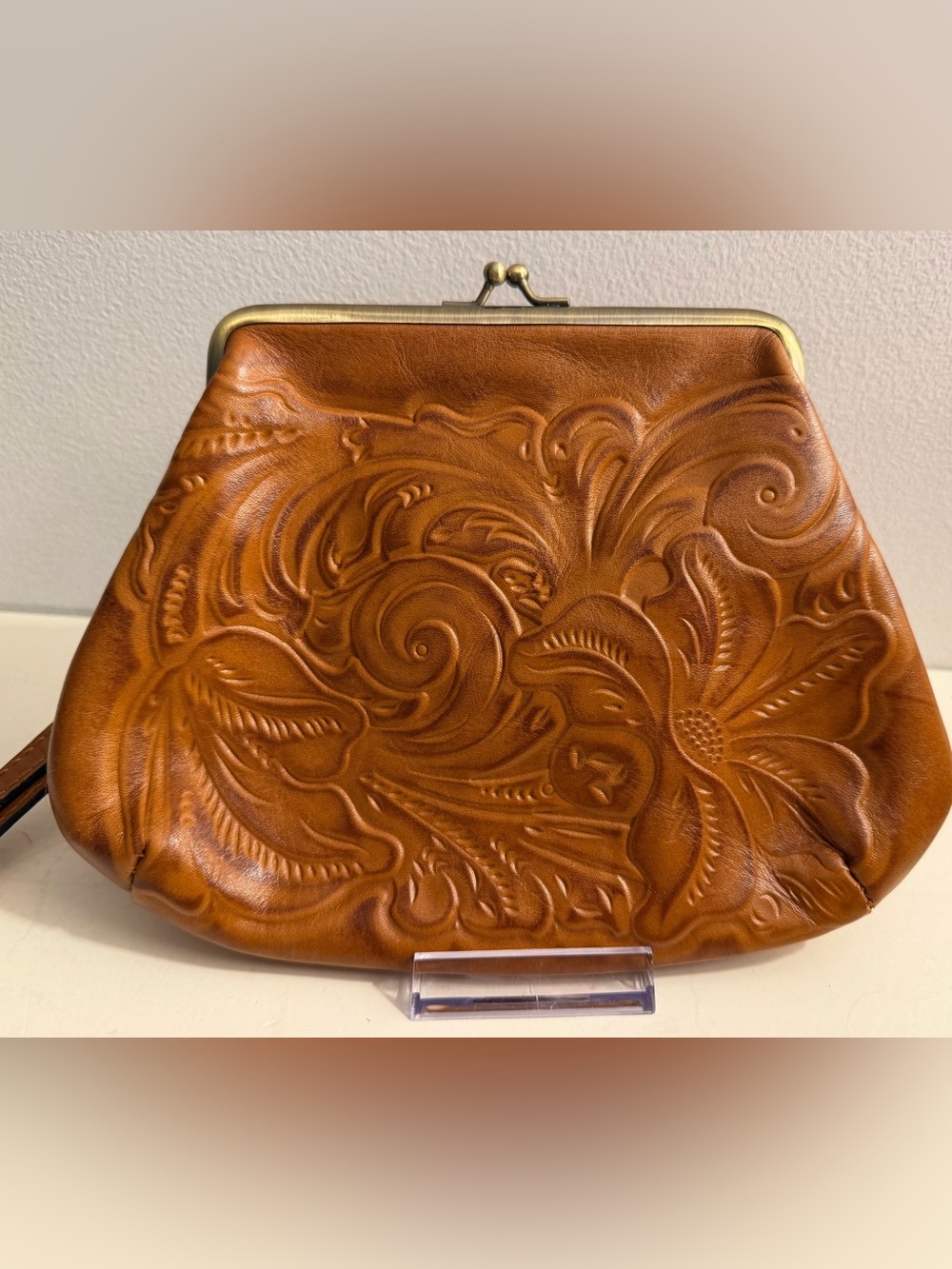Patricia Nash Burnished Tooled Wristlet.